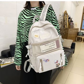 Balo nữ yhaobag chất vải canvas chống thấm size to nhiều ngăn tặng sticker kute VIDEO