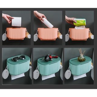Hộp đựng giấy vệ sinh 2 trong 1 dán tường thông minh