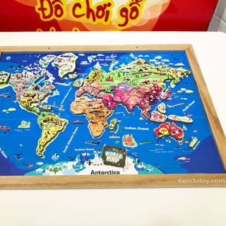 Tranh ghép bản đồ thế giới lắp ráp bằng gỗ | Wooden world map puzzle giá sỉ