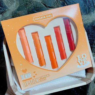 Set Son thỏi 5 Cây Hasaya Girl Eternal Love - Son Lì - Đỏ cam, cam cháy, đỏ đất, cam đào, cam tươi