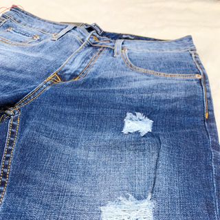 QUẦN SHORT JEAN NAM MÀU XANH HỌA TIẾT RÁCH VALUE LARGE CAO CẤP