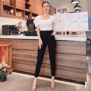Quần baggy công sở kèm đai