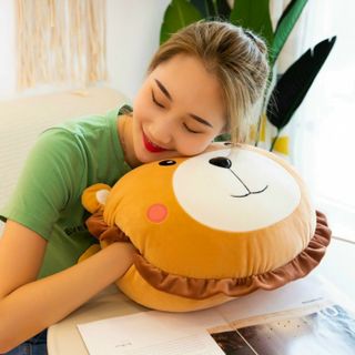 Bộ Gối Kèm Chăn Hình Thú ( sư tử, gấu, ếch, thỏ)
