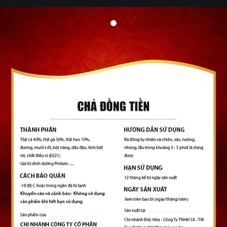 CHẢ ĐỒNG TIỀN