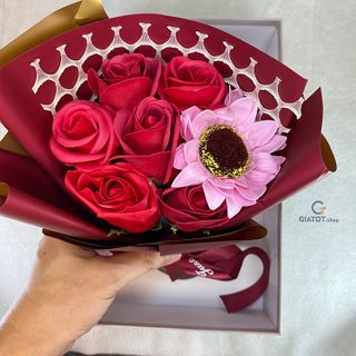 Hoa sáp thơm 7 bông full hộp - đặc biệt có hoa hướng dương rất đẹp