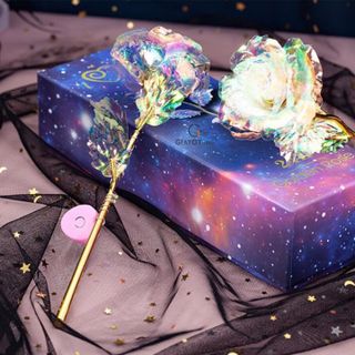 Hoa hồng galaxy phát sáng có chân đế LOVE