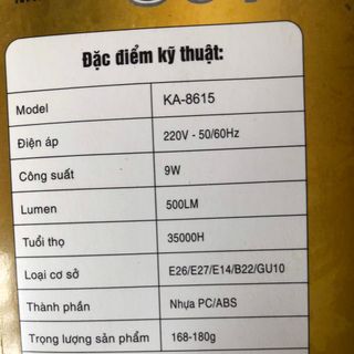 [ XẢ HÀNG] Bóng đèn Tích Điện9W tiết kiệm 80% năng lượng SIÊU BỀN (Vàng)