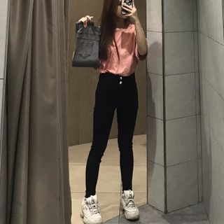 Quần bò giấy 2 cúc cạp cao siêu hách chân