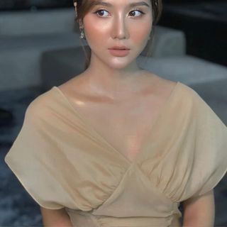 Đầm voan nude nhún ngực 1 màu