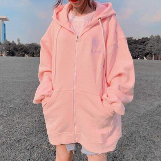 áo khoác hoodie nỉ nam nữ có dây kéo form rộng thêu trái tim