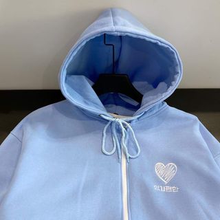 áo khoác hoodie nỉ nam nữ có dây kéo form rộng thêu trái tim