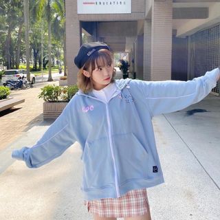 Áo khoác hoodie nỉ nam nữ form rộng có dây kéo kido giá sỉ