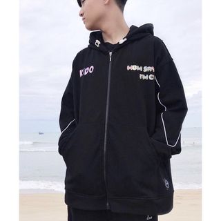 Áo khoác hoodie nỉ nam nữ form rộng có dây kéo kido