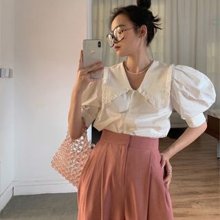 Sét áo trắng TP quần hồng ống rộng