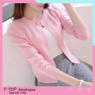 Áo khoác cardigan len nữ dệt kim cúc ngọc thời trang giá sỉ