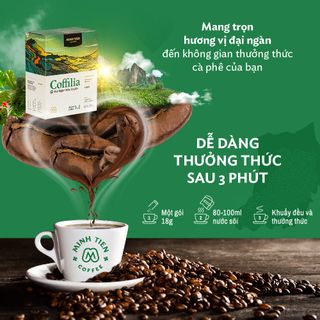 Cà phê hòa tan Coffilia 3in1 sạch nguyên bản - Cafe Vị Đậm (hộp 18 gói)