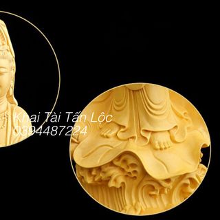 Tượng Quan Âm Tống Tử - Quan Âm bồng em bé gỗ hoàng dương