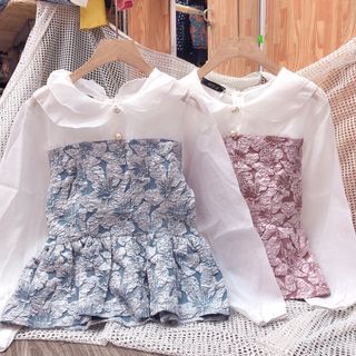Áo ren phối gấm cổ bèo
