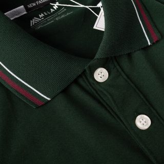 Áo thun sọc nam có cổ có túi thun cotton không xù lông cao cấp