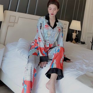 Đồ ngủ đồ mặc nhà tdqd Sọc vuông chất Lụa hàng Quảng Châu
