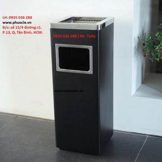 Thùng Rác Inox Gạt Tàn Thuốc - 24 x 24 x 61 cm