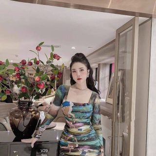Đầm ôm in họa tiết thời trang