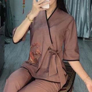 Quần áo đi chùa #xéo thêu chữ Tâm