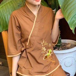 Quần áo đi chùa #xéo thêu chữ Tâm