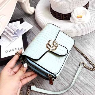 Túi đeo chéo guc*ci vân rắn 2 ngăn size 20x14