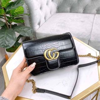Túi đeo chéo guc*ci vân rắn 2 ngăn size 20x14