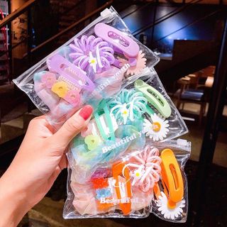 Set 6 Kẹp Tóc Và Vòng Buộc Tóc Hoa Cúc