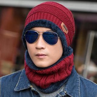 Mũ len kèm khăn lót lông cao cấp cho nam nữ