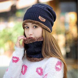 Mũ len kèm khăn lót lông cao cấp cho nam nữ
