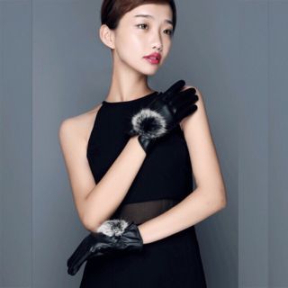 GĂNG TAY DA NỮ CẢM ỨNG KÈM BÔNG (g30)