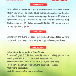 BỘT NGŨ CỐC DINH DƯỠNG CAO CẤP TỪ 25 LOẠI HẠT, TRỌNG LƯỢNG 500 GRAM