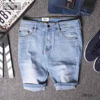 Quần short jean nam trơn cao cấp hai túi