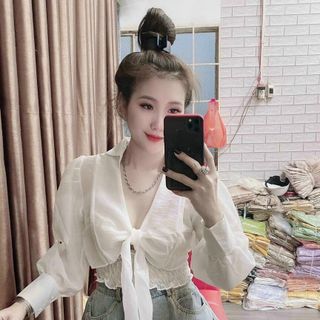 ÁO KIỂU CỘT NƠ TRƯỚC NGỰC