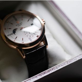 Đồng Hồ Cơ Nam Ro Lex Sun & Moon Dây Da