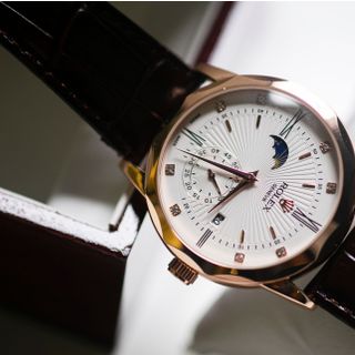 Đồng Hồ Cơ Nam Ro Lex Sun & Moon Dây Da