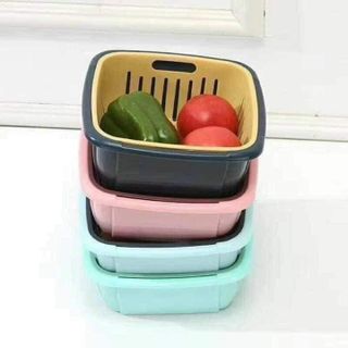 Bộ rổ nhựa kèm chậu có nắp đậy