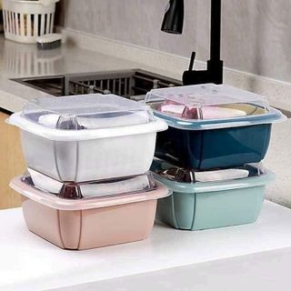 Bộ rổ nhựa kèm chậu có nắp đậy