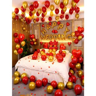 Set bóng trang trí phòng cưới HAPPY WEDDING bong bóng tráng ️nhôm️