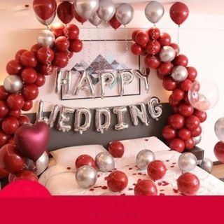 Set bóng trang trí phòng cưới HAPPY WEDDING bong bóng tráng ️nhôm️