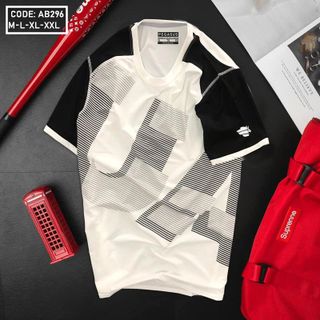 Áo thun nam cổ tròn tay phối