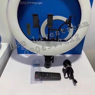 Đèn livestream size 45cm, 3 kẹp điện thoại, 3 chế độ sáng, Chân đèn cao từ 0,8m đến 2m1