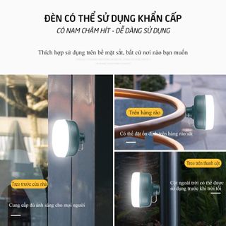 Bóng đèn LED sạc tích điện, đèn led sạc pin ánh sáng trắng, có đế hít nam châm, móc treo kèm theo, bóng đèn gia dụng ánh sáng trắng, chống thấm nước, công suất 12W HL145