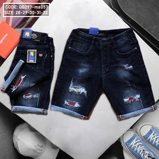 Quần short jean nam rách nhẹ ms057