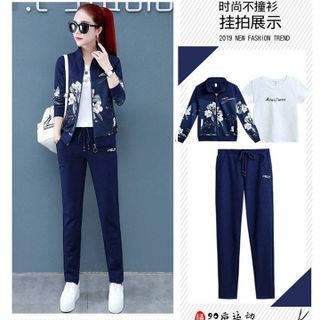 Bộ đồ thể thao áo khoác in hoa TT445