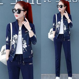 Bộ đồ thể thao áo khoác in hoa TT445