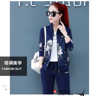 Bộ đồ thể thao áo khoác in hoa TT445